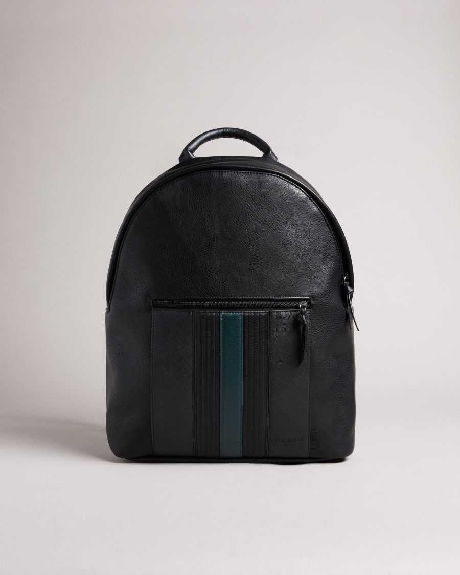 Ted Baker Esentle Striped PU Backpack Black | 72430-QDEO