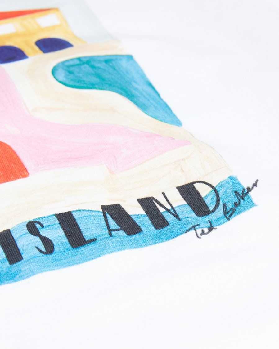 Ted Baker Esmayy Capri Island Graphic T-Shirt White | 01426-WFGQ