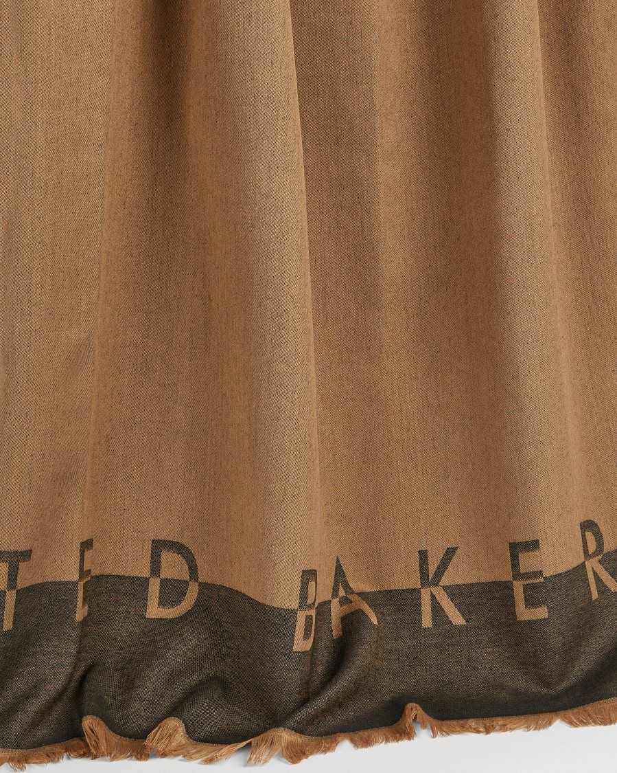 Ted Baker Esteli Ted Baker Logo Long Scarf Tan | 14893-ENWJ