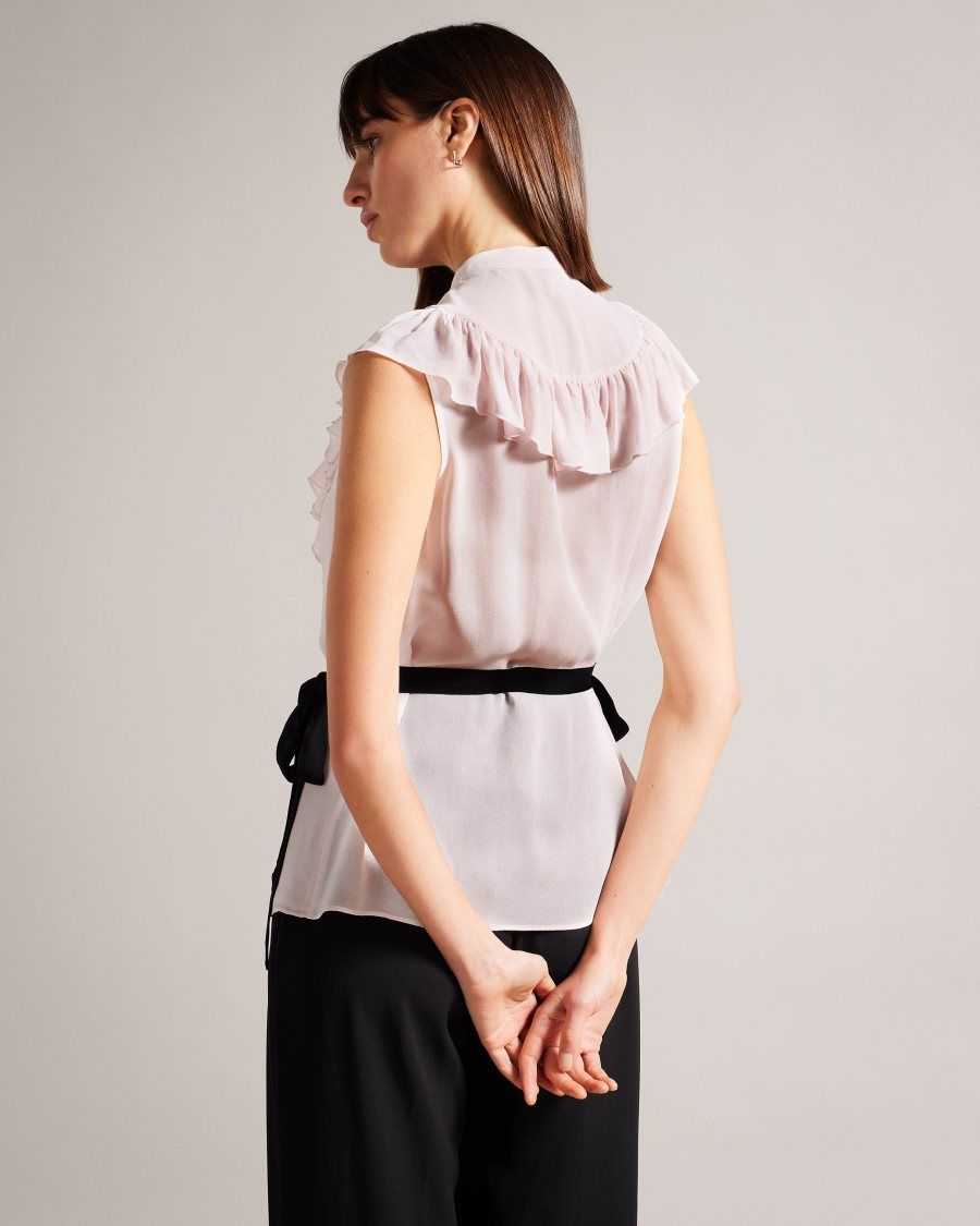 Ted Baker Evalie Sleeveless Frilled Top Light Nude | 81097-XSRY