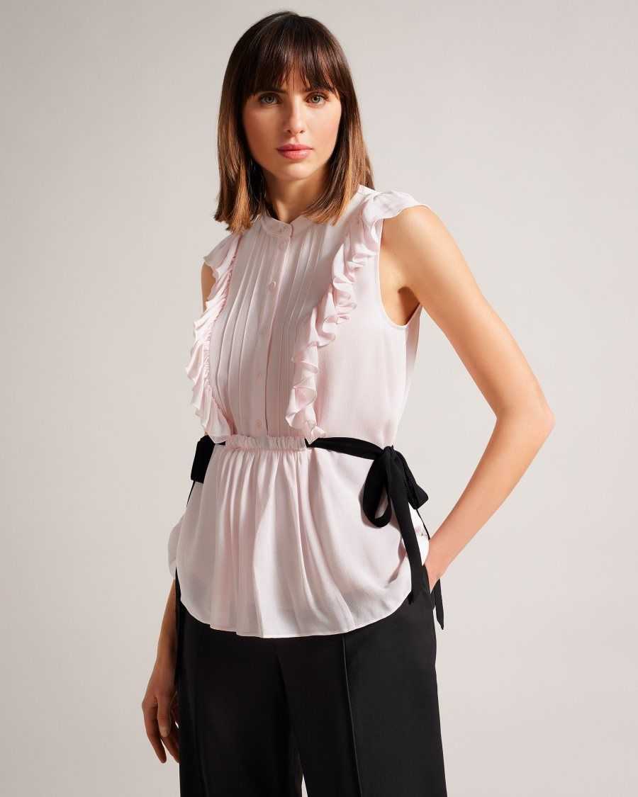 Ted Baker Evalie Sleeveless Frilled Top Light Nude | 81097-XSRY