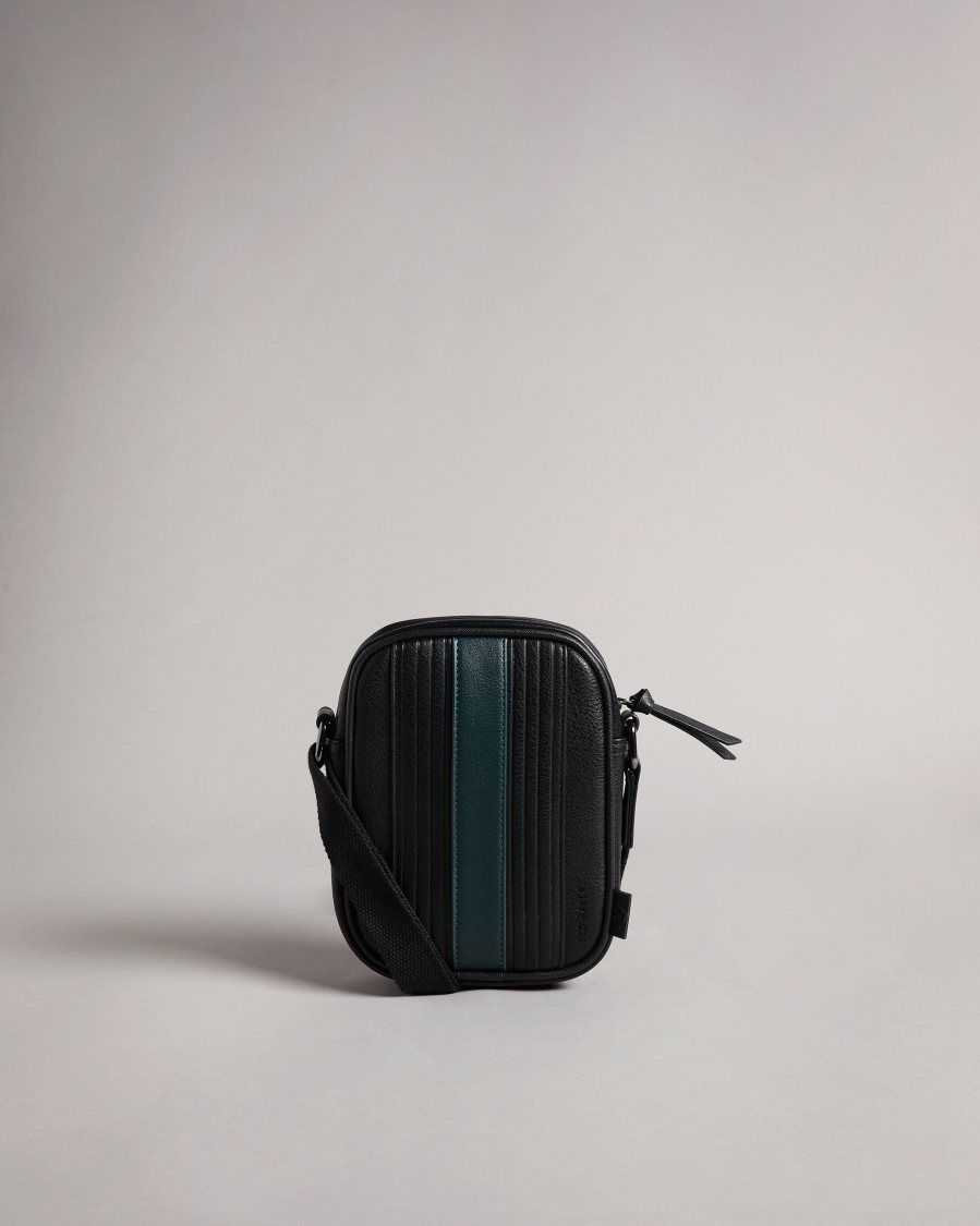 Ted Baker Evver Striped PU Flight Bag Black | 37208-TAYG