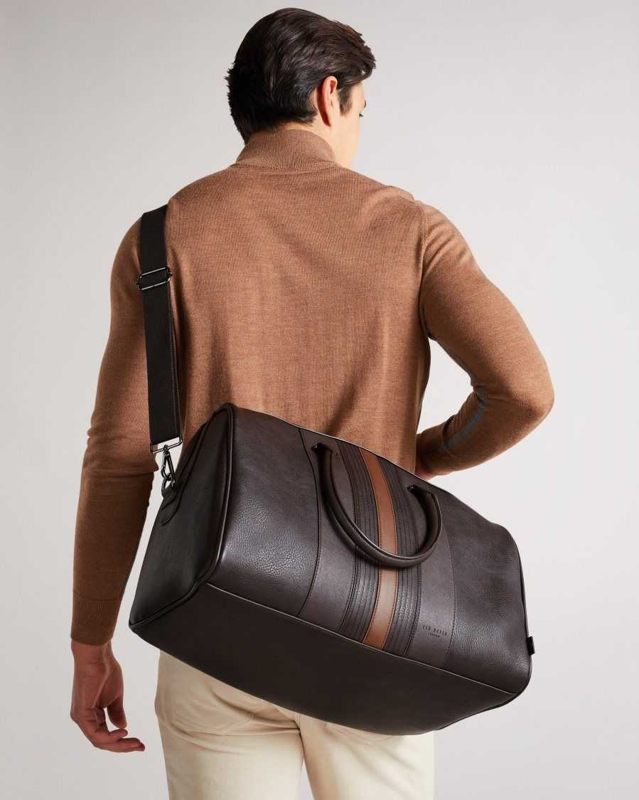 Ted Baker Evyday Striped PU Holdall Brown-Chocolate | 58371-IWQK