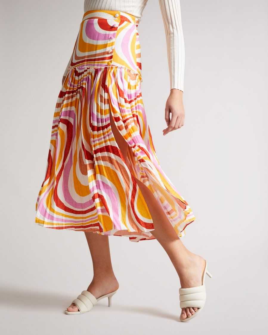 Ted Baker Faidi Dropped Waist Midi Skirt White | 26734-FNHQ