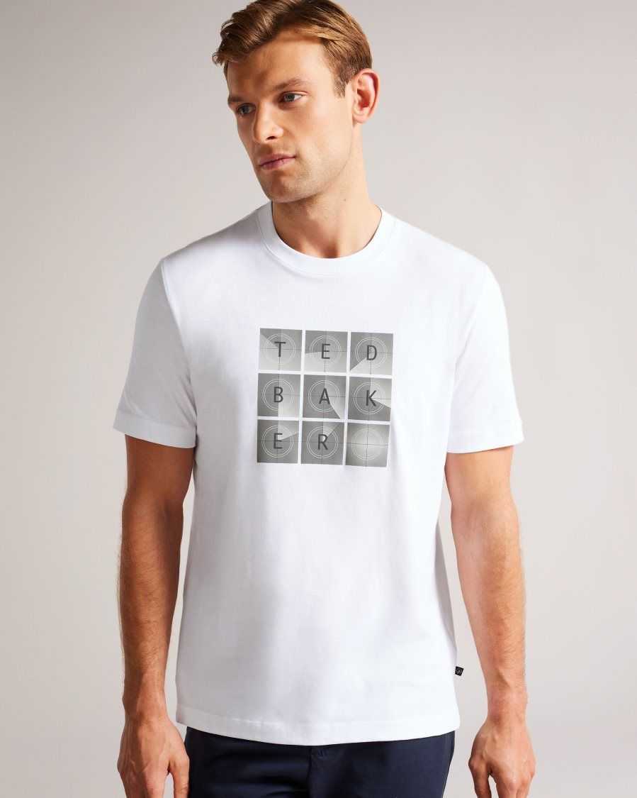 Ted Baker Farow Short Sleeve Regular Fit Branded T-Shirt White | 40675-PWZF