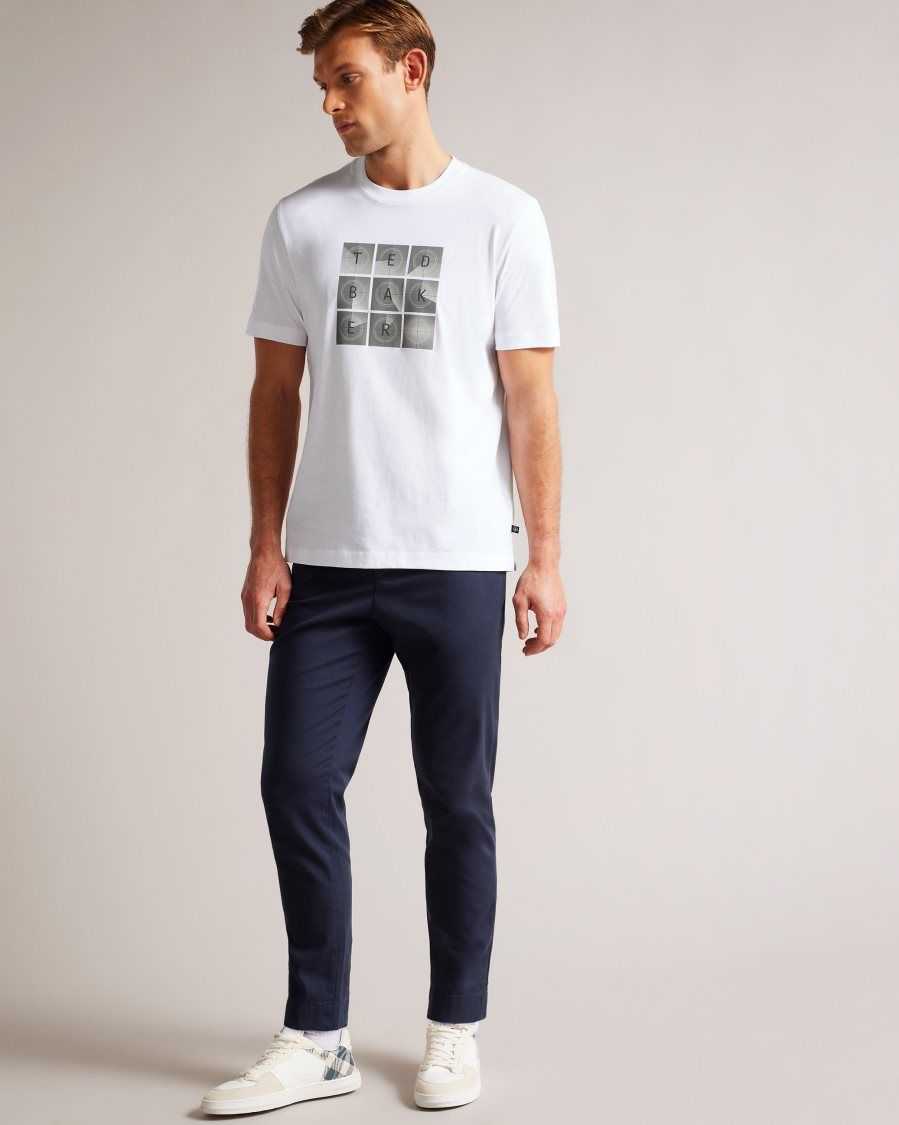 Ted Baker Farow Short Sleeve Regular Fit Branded T-Shirt White | 40675-PWZF