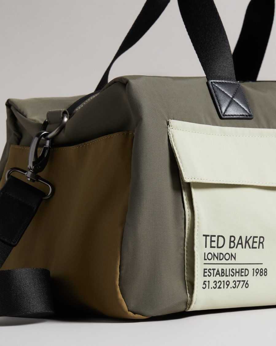 Ted Baker Fedwick Colour Block Holdall Khaki | 60843-ESYL