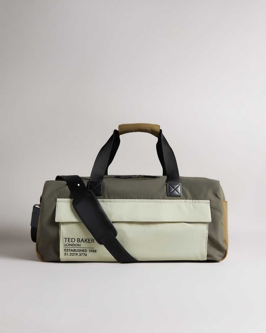 Ted Baker Fedwick Colour Block Holdall Khaki | 60843-ESYL