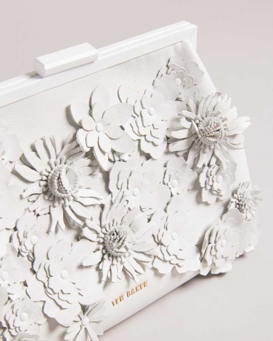 Ted Baker Felorr Applique Flower Clutch Bag Ecru | 27430-RZQU