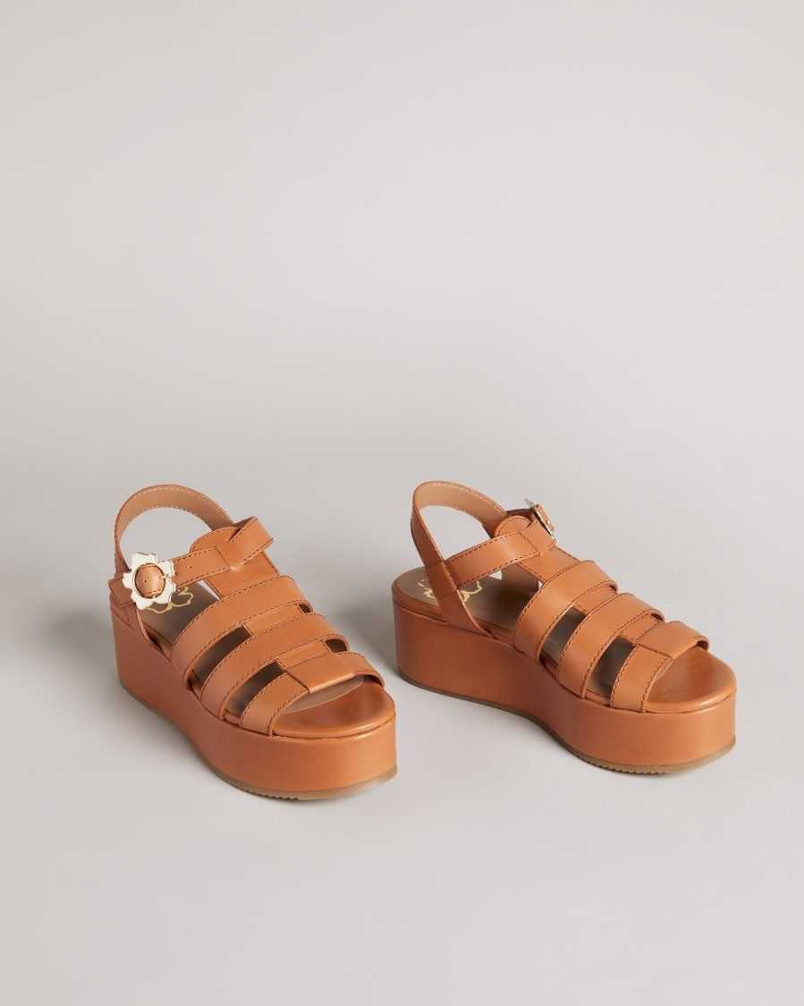 Ted Baker Ffayeta Leather Fisherman Platform Sandals Light Brown | 21894-IWCT