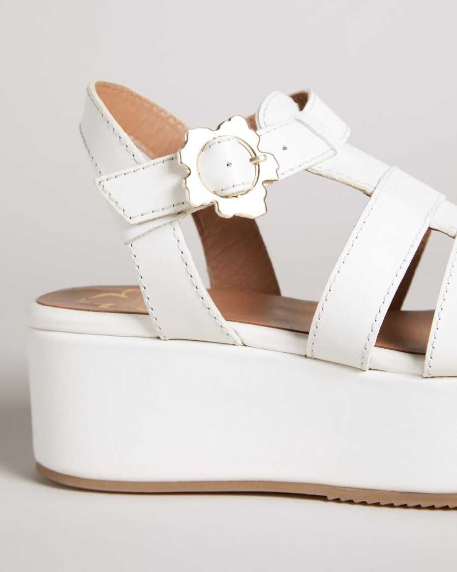 Ted Baker Ffayeta Leather Fisherman Platform Sandals Ivory | 79158-TBSU