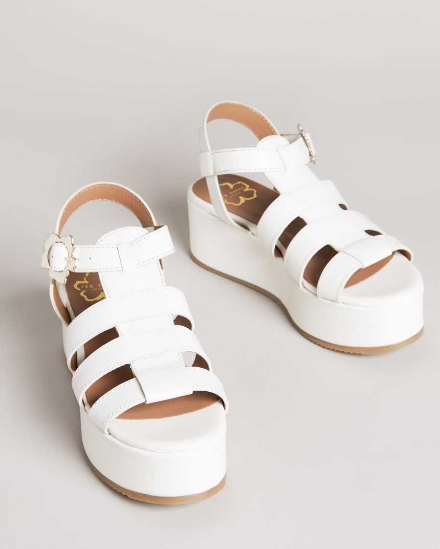 Ted Baker Ffayeta Leather Fisherman Platform Sandals Ivory | 79158-TBSU