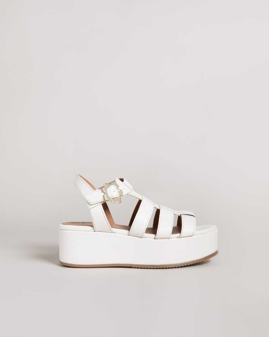 Ted Baker Ffayeta Leather Fisherman Platform Sandals Ivory | 79158-TBSU