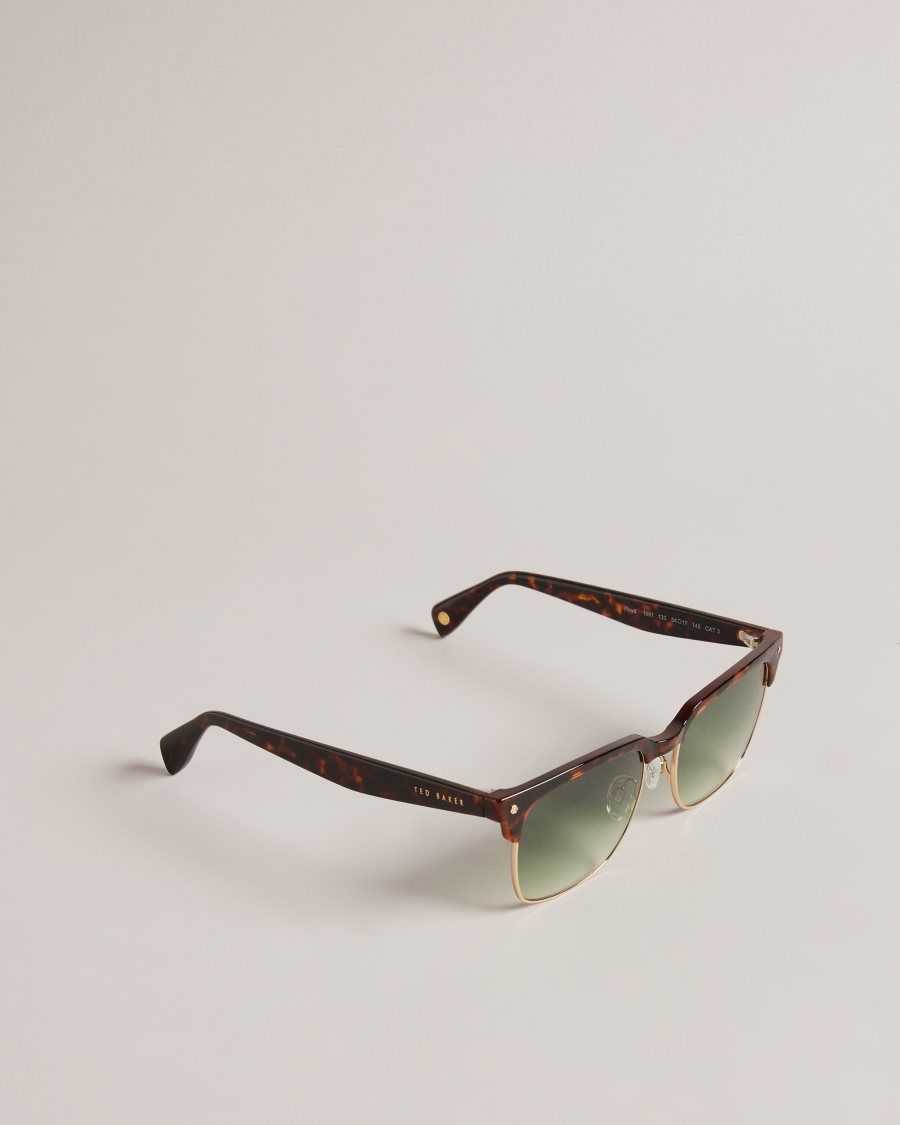 Ted Baker Ffloyd Tortoiseshell Clubmaster Sunglasses Dark Brown | 72849-YCEX