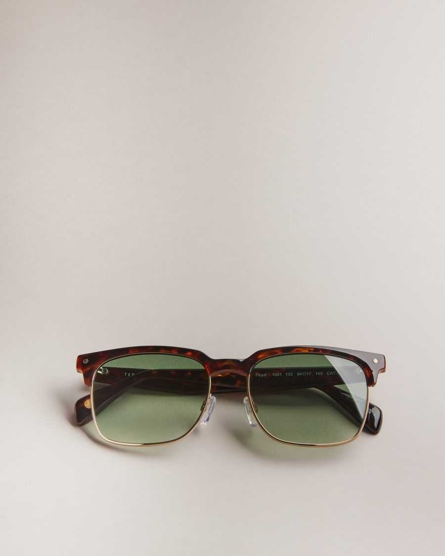 Ted Baker Ffloyd Tortoiseshell Clubmaster Sunglasses Dark Brown | 72849-YCEX