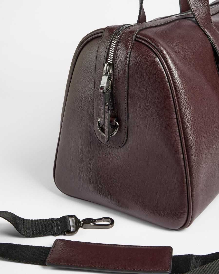 Ted Baker Fidick Saffiano Leather Holdall Bag Oxblood | 86753-VYAU