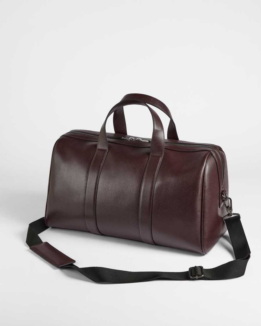 Ted Baker Fidick Saffiano Leather Holdall Bag Oxblood | 86753-VYAU