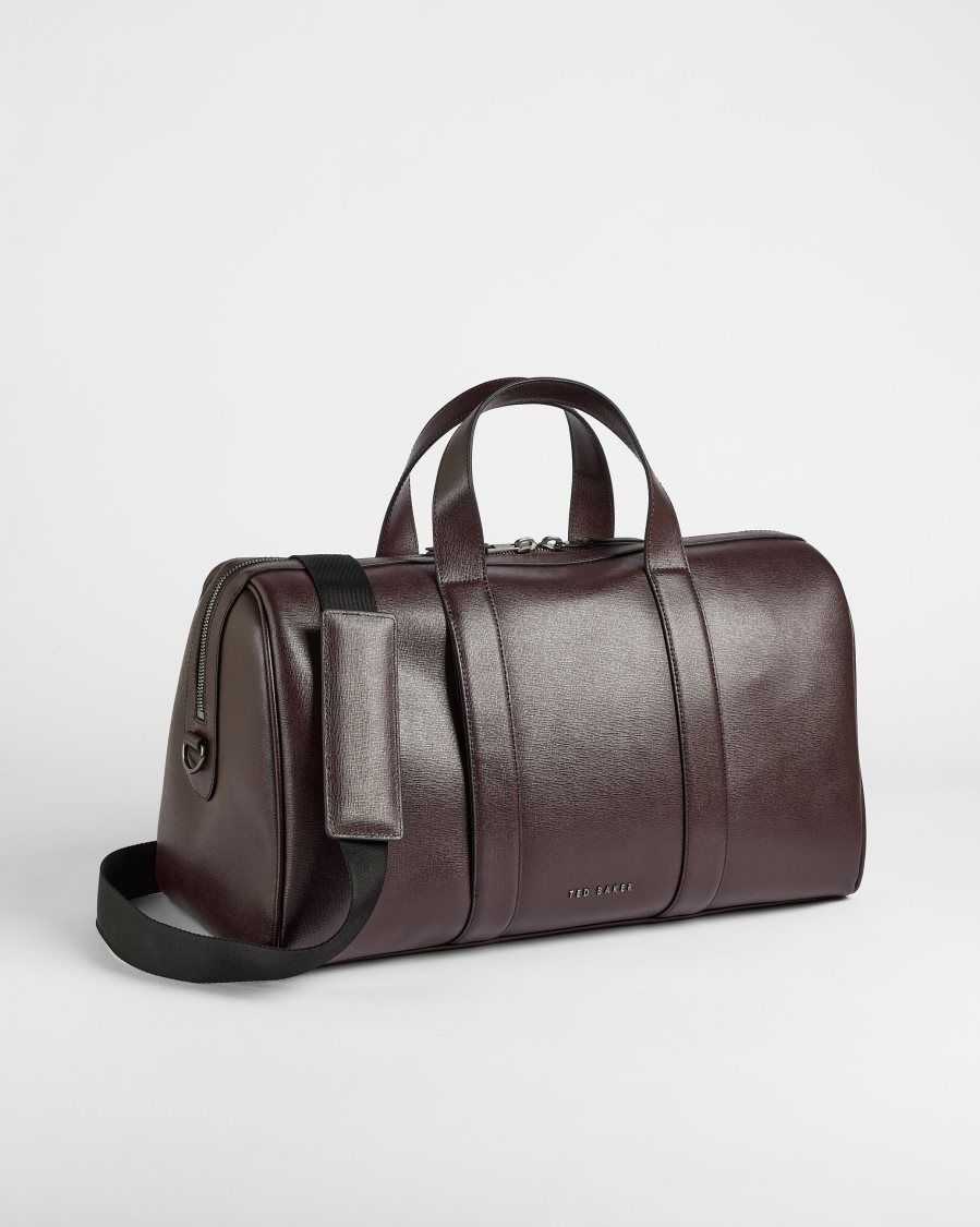 Ted Baker Fidick Saffiano Leather Holdall Bag Oxblood | 86753-VYAU