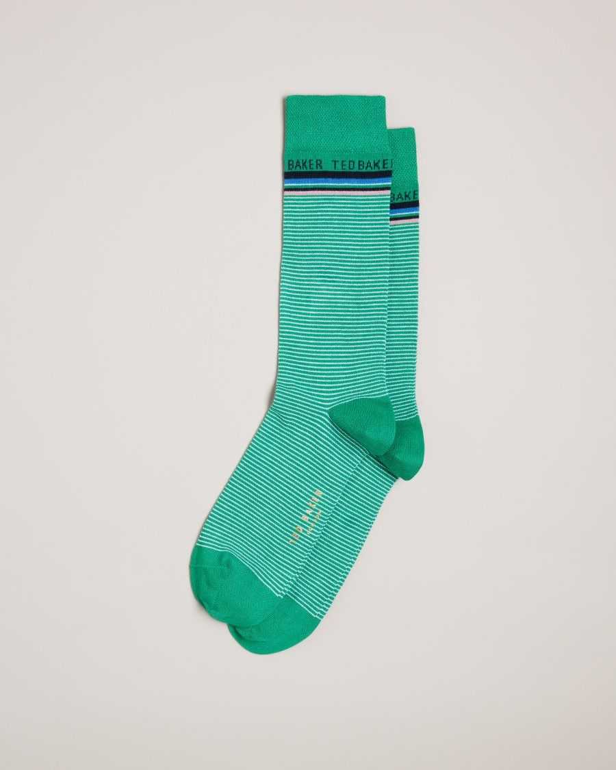 Ted Baker Finestr Fine Striped Socks Green | 34251-RLAT