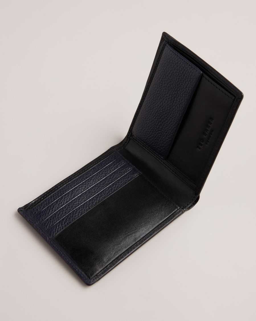 Ted Baker Finliy Waxy Leather Bifold Wallet Black | 98316-FBRJ