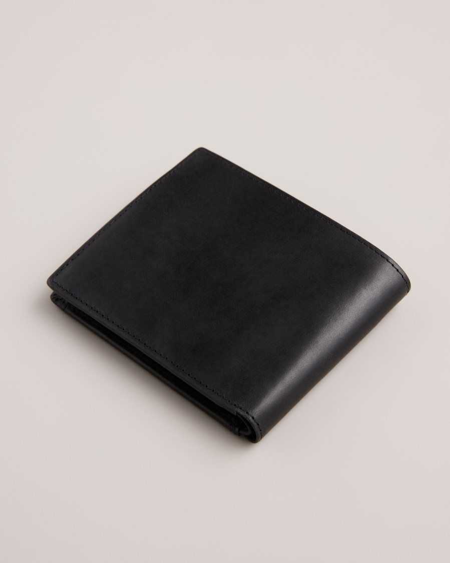 Ted Baker Finliy Waxy Leather Bifold Wallet Black | 98316-FBRJ