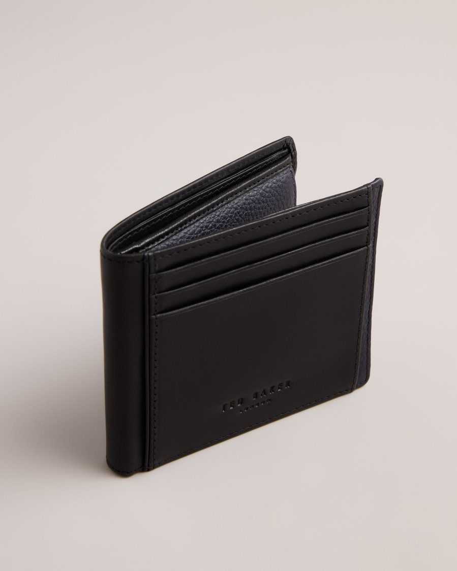 Ted Baker Finliy Waxy Leather Bifold Wallet Black | 98316-FBRJ