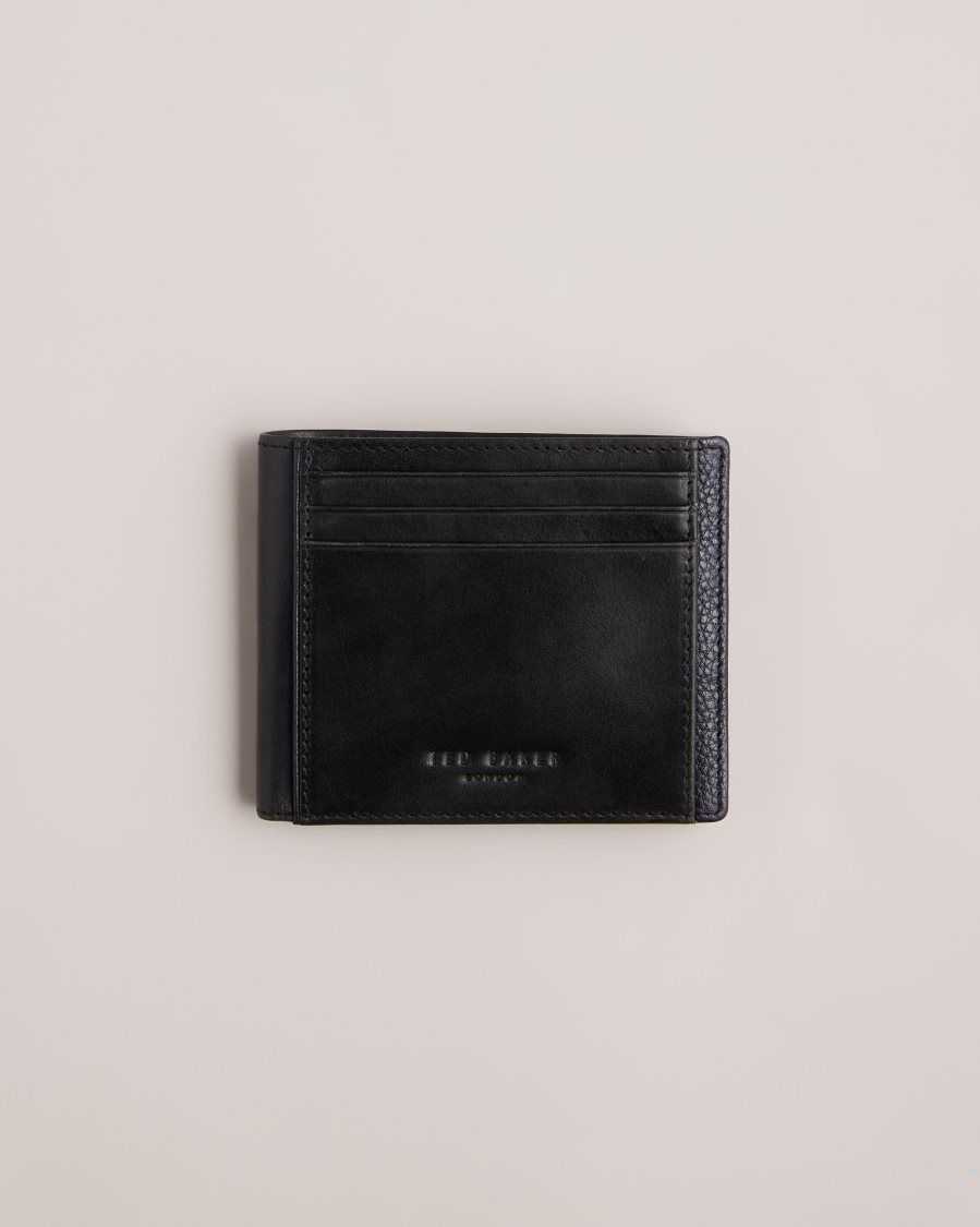 Ted Baker Finliy Waxy Leather Bifold Wallet Black | 98316-FBRJ