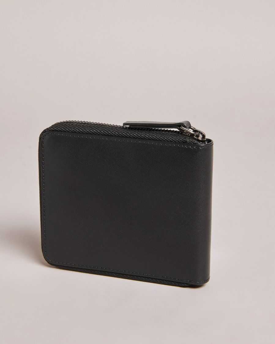 Ted Baker Finnie Corner Detail Zip Around Wallet Black | 26941-CYTV