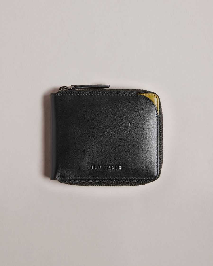 Ted Baker Finnie Corner Detail Zip Around Wallet Black | 26941-CYTV