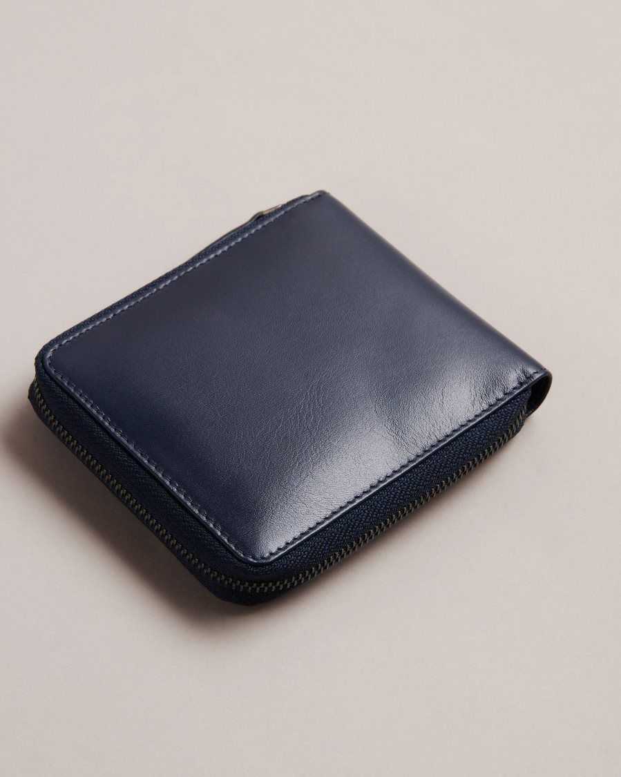 Ted Baker Finnie Corner Detail Zip Around Wallet Navy | 07413-SBKH