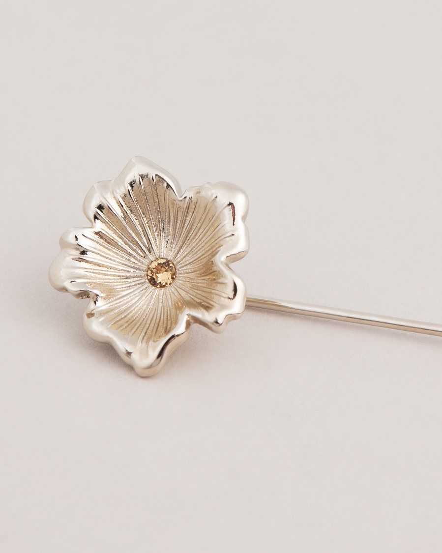 Ted Baker Floorle Magnolia Lapel Pin Silver Colour | 74165-VQZN