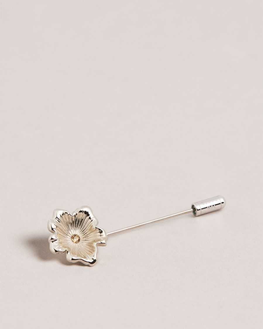 Ted Baker Floorle Magnolia Lapel Pin Silver Colour | 74165-VQZN