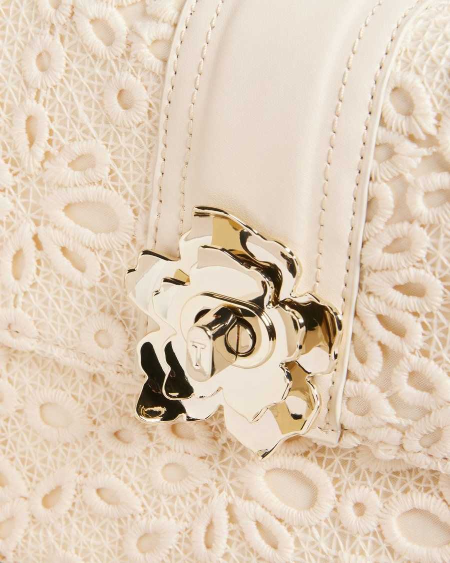 Ted Baker Floreti Magnolia Lace Crossbody Bag Ivory | 01862-RVLK