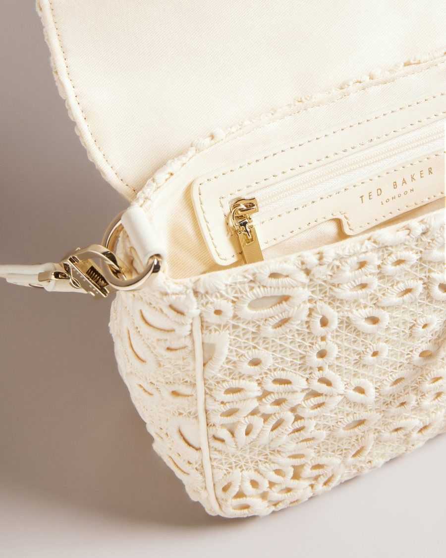 Ted Baker Floreti Magnolia Lace Crossbody Bag Ivory | 01862-RVLK