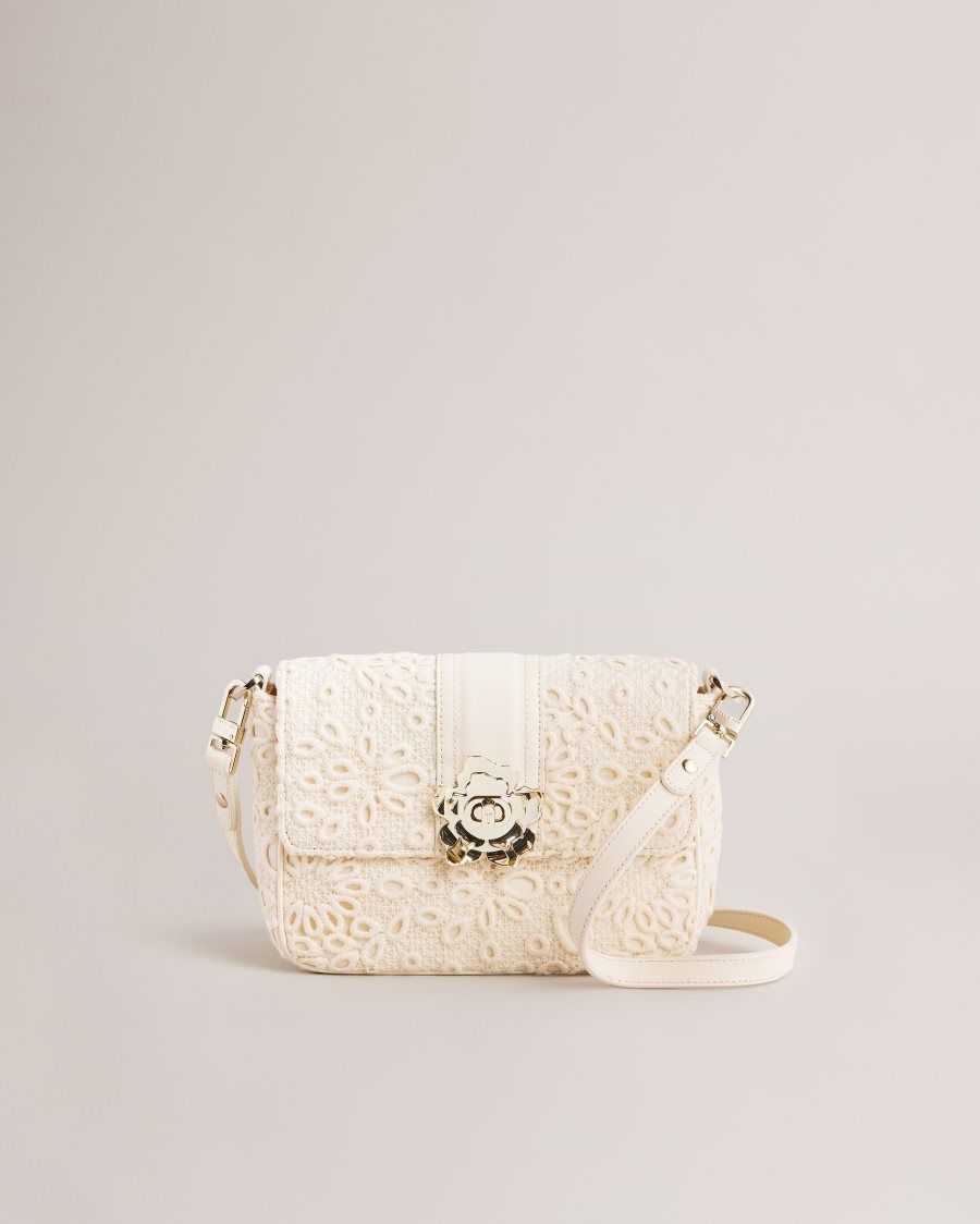 Ted Baker Floreti Magnolia Lace Crossbody Bag Ivory | 01862-RVLK