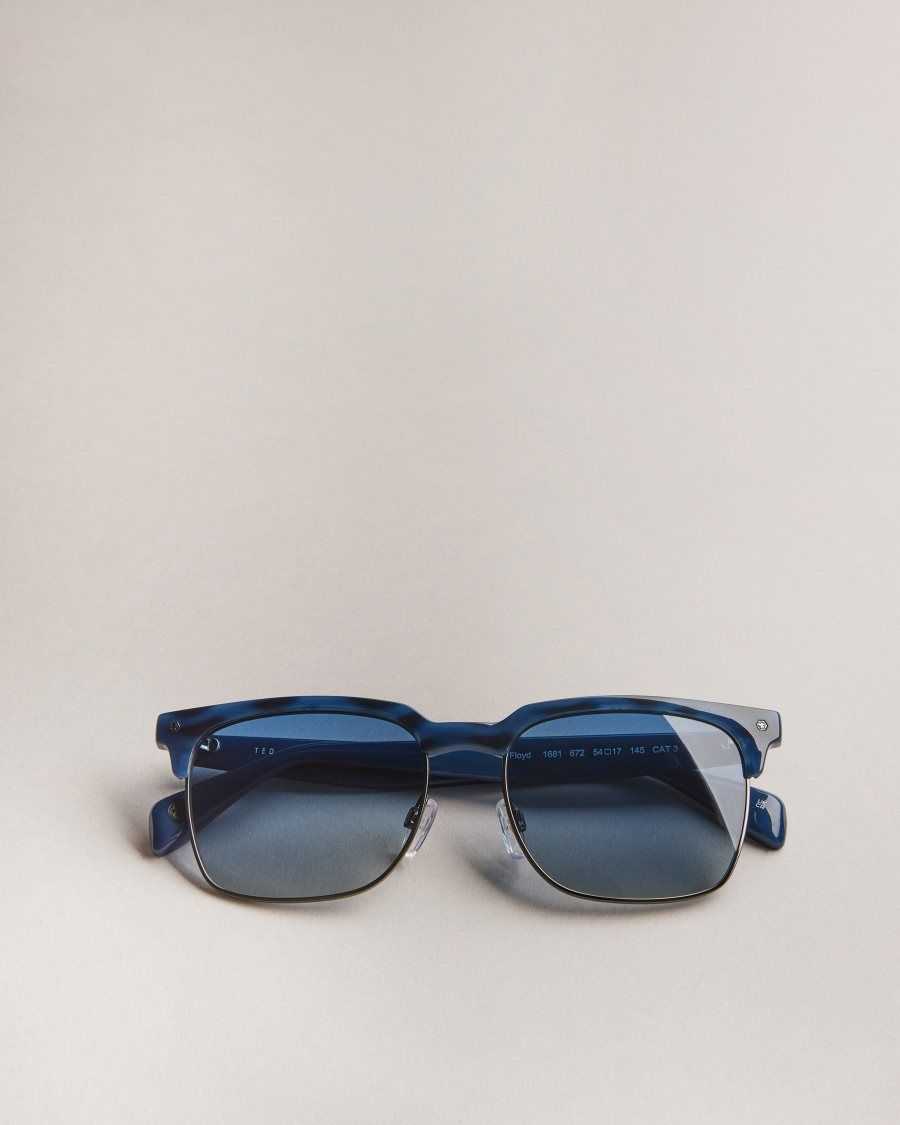 Ted Baker Floydi Tortoiseshell Clubmaster Sunglasses Navy | 29516-AFKI