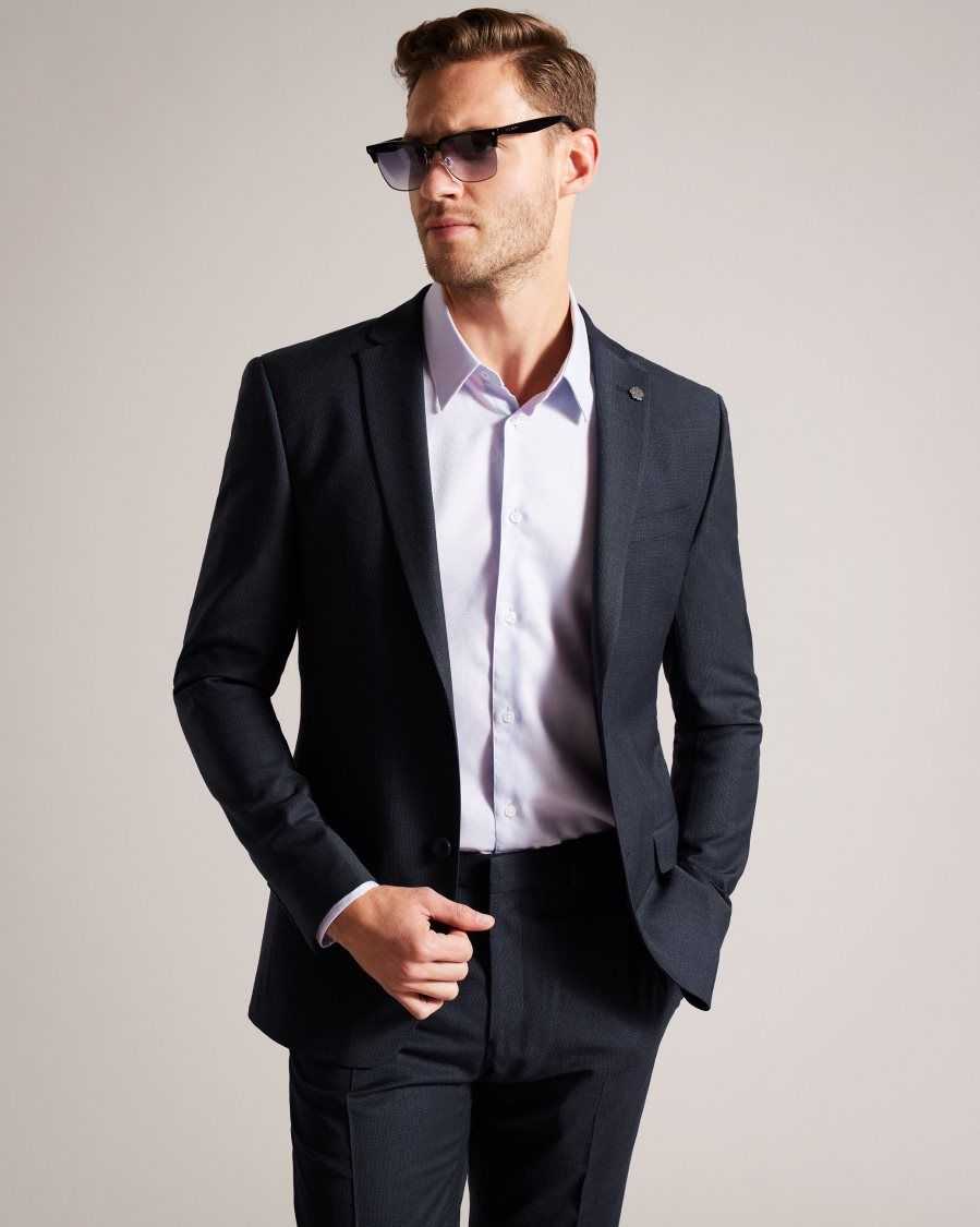 Ted Baker Forbyjs Puppytooth Suit Jacket Navy | 97156-HMKW