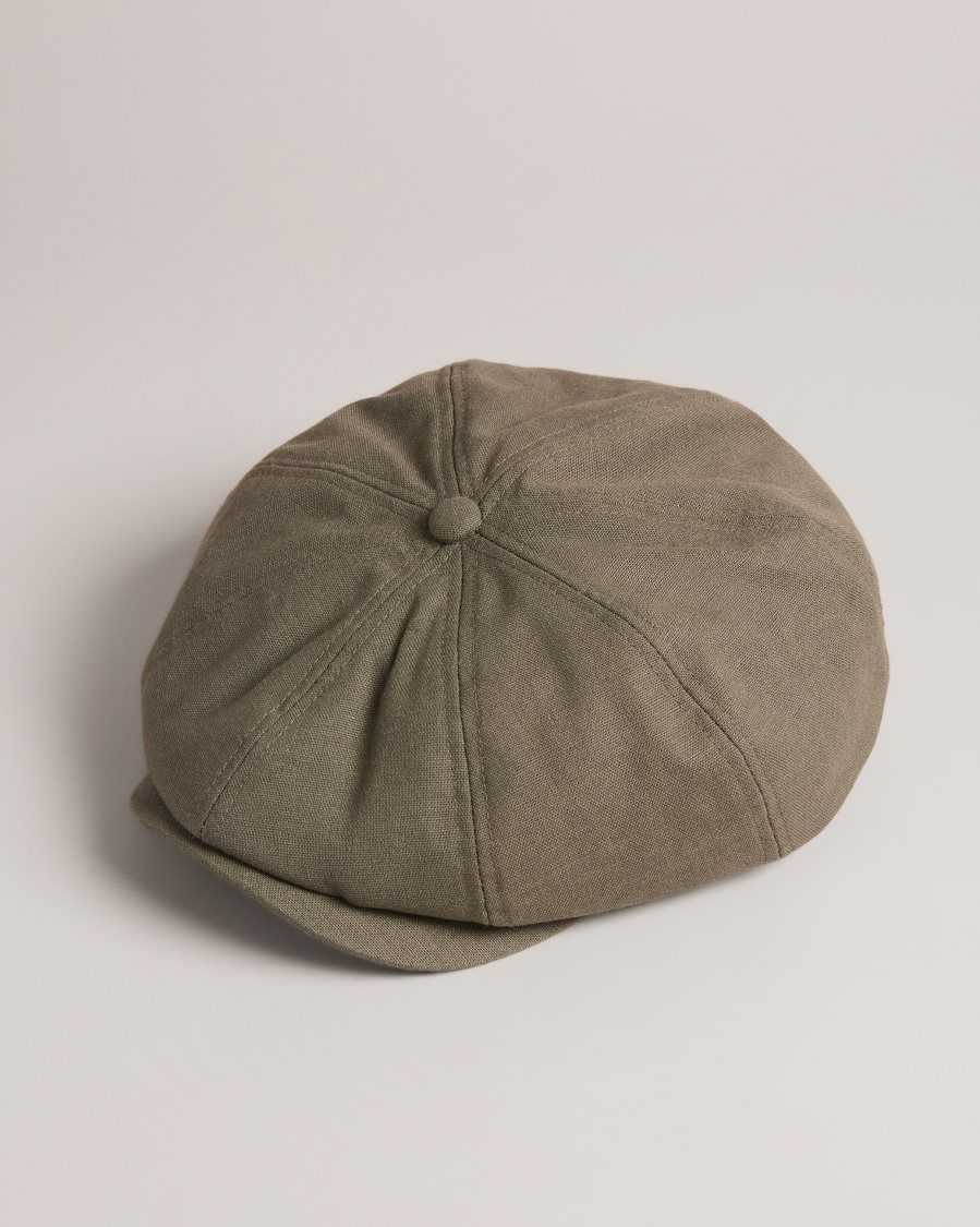 Ted Baker Fosster Linen Blend Baker Boy Hat Olive | 25843-LVQM