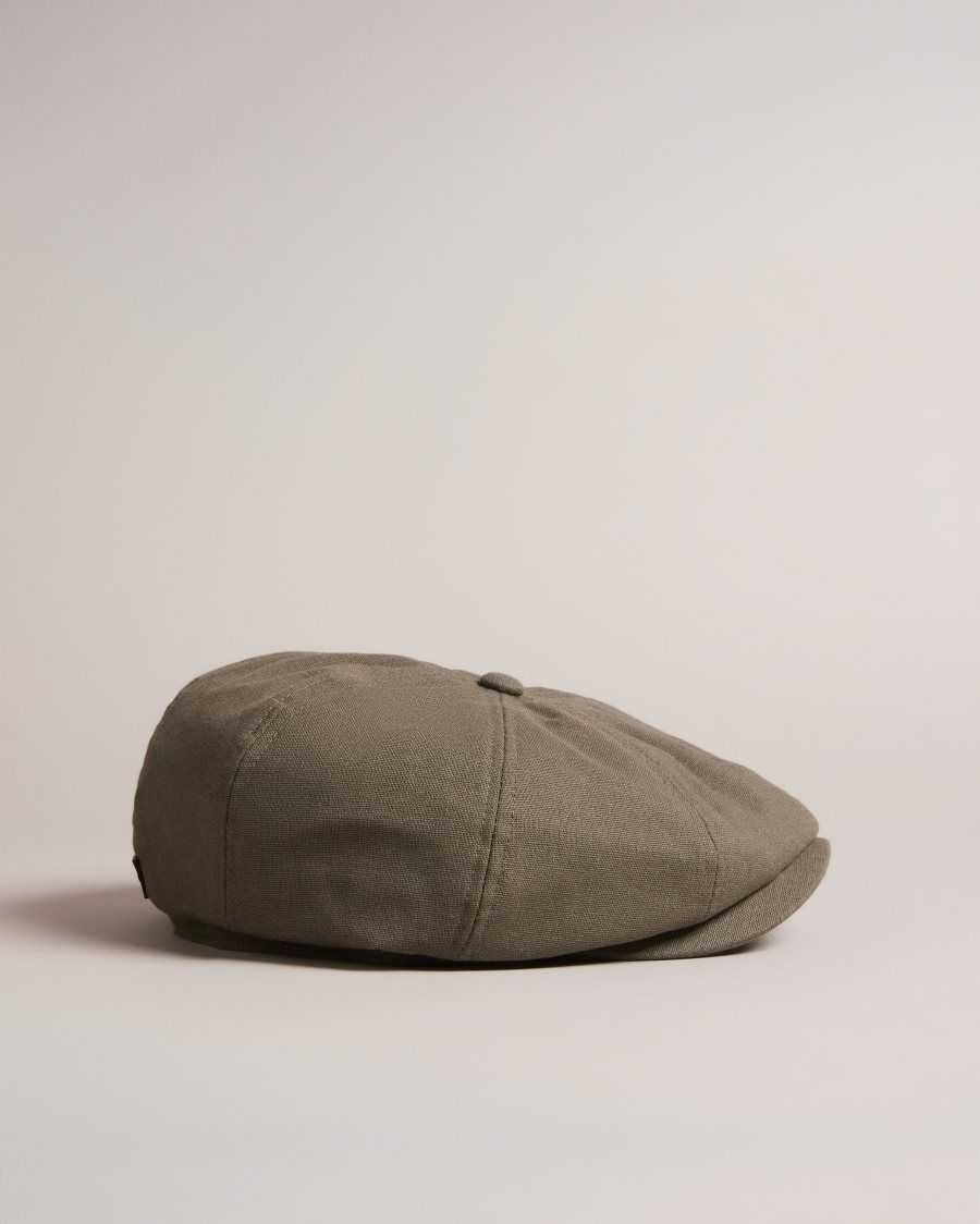 Ted Baker Fosster Linen Blend Baker Boy Hat Olive | 25843-LVQM