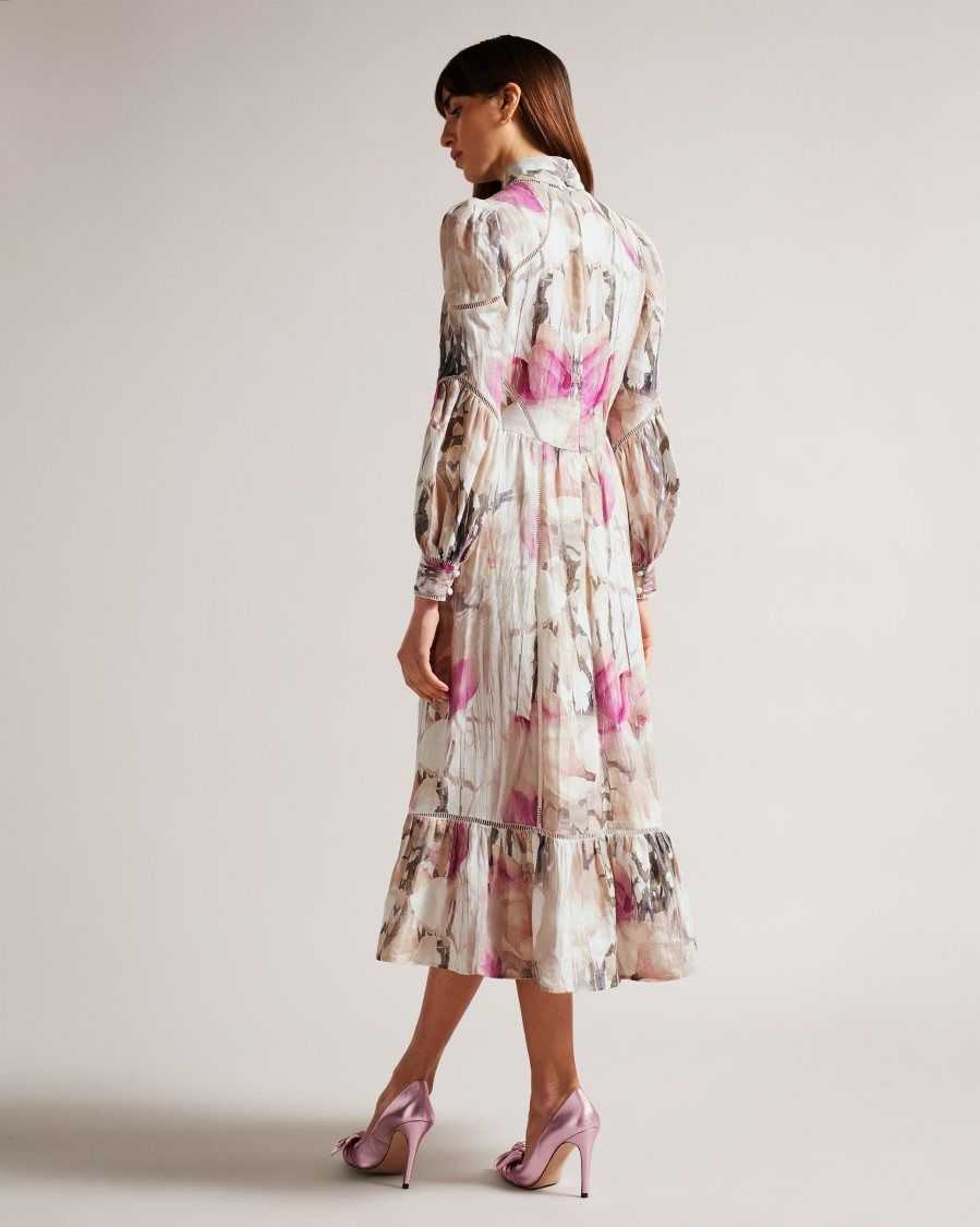 Ted Baker Freisya Floral Lace Cut-Out Midi Dress Light Nude | 59340-VKLE