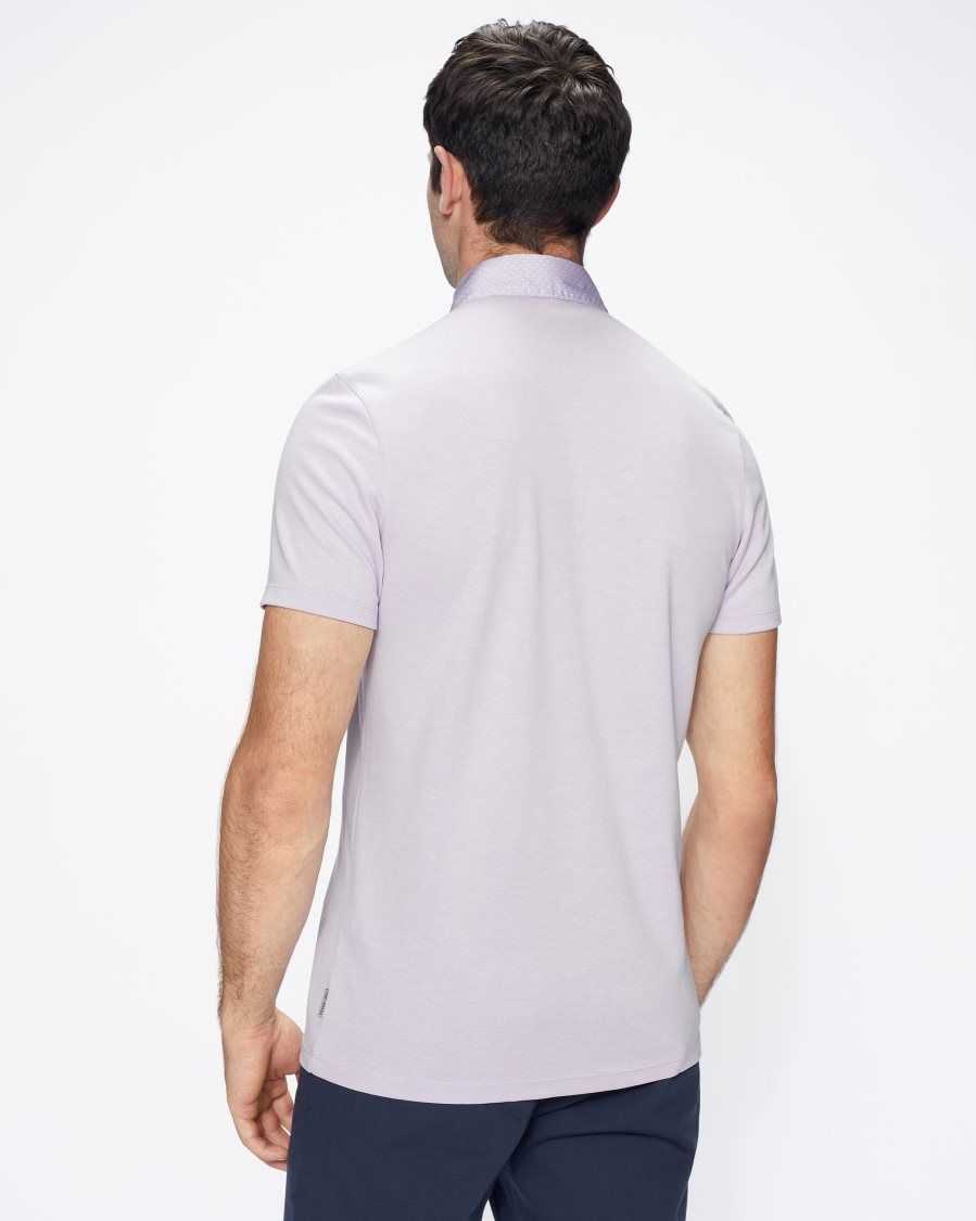 Ted Baker Frend Short Sleeve Woven Collar Polo Lilac | 37258-QESU