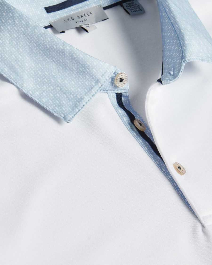 Ted Baker Frend Short Sleeve Woven Collar Polo White | 82470-UKHG