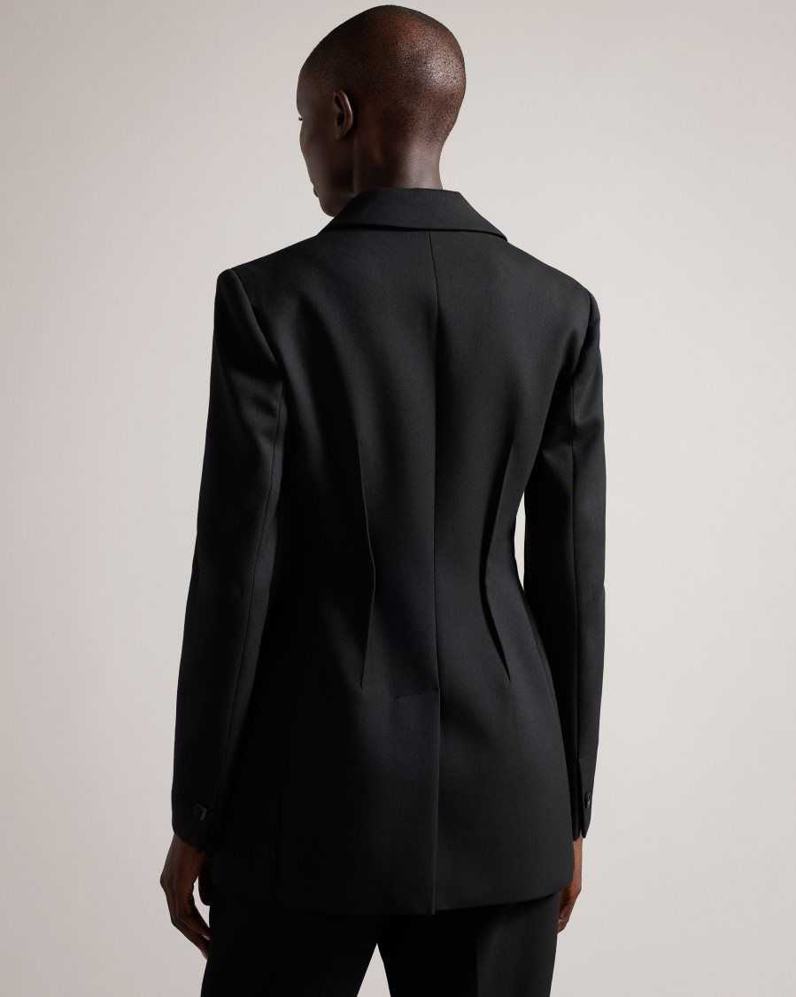 Ted Baker Fritta Longline Single Breasted Blazer Black | 19735-ADBX