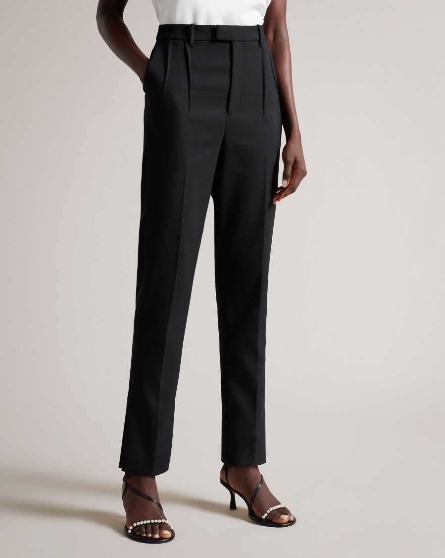 Ted Baker Frittat Tailored Cigarette Trousers With Darts Black | 82940-SECO