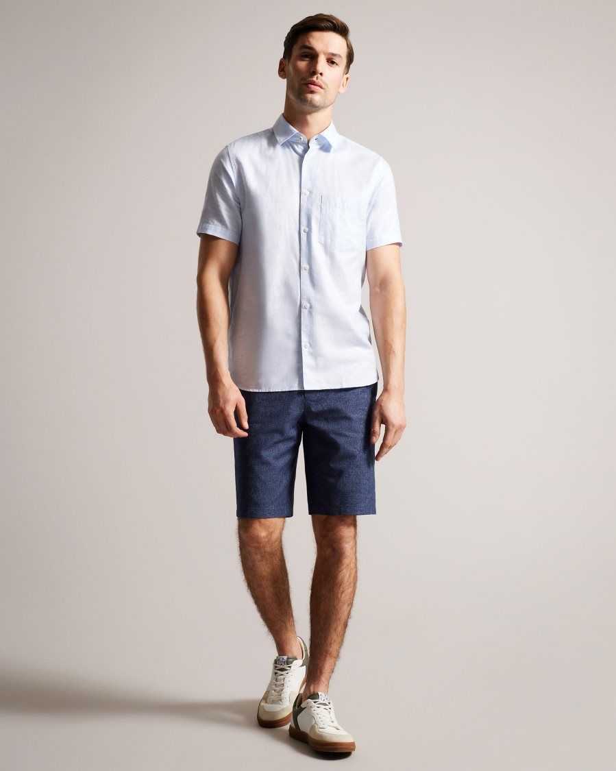 Ted Baker Galera Textured Shorts Navy | 89765-SCIG