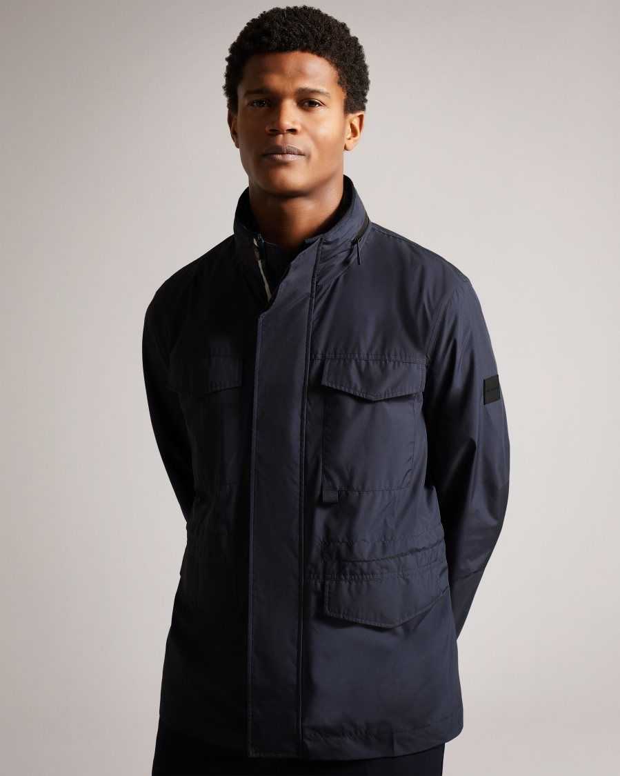 Ted Baker Garceea Field Jacket With Zip Away Hood Navy | 76513-QPLE