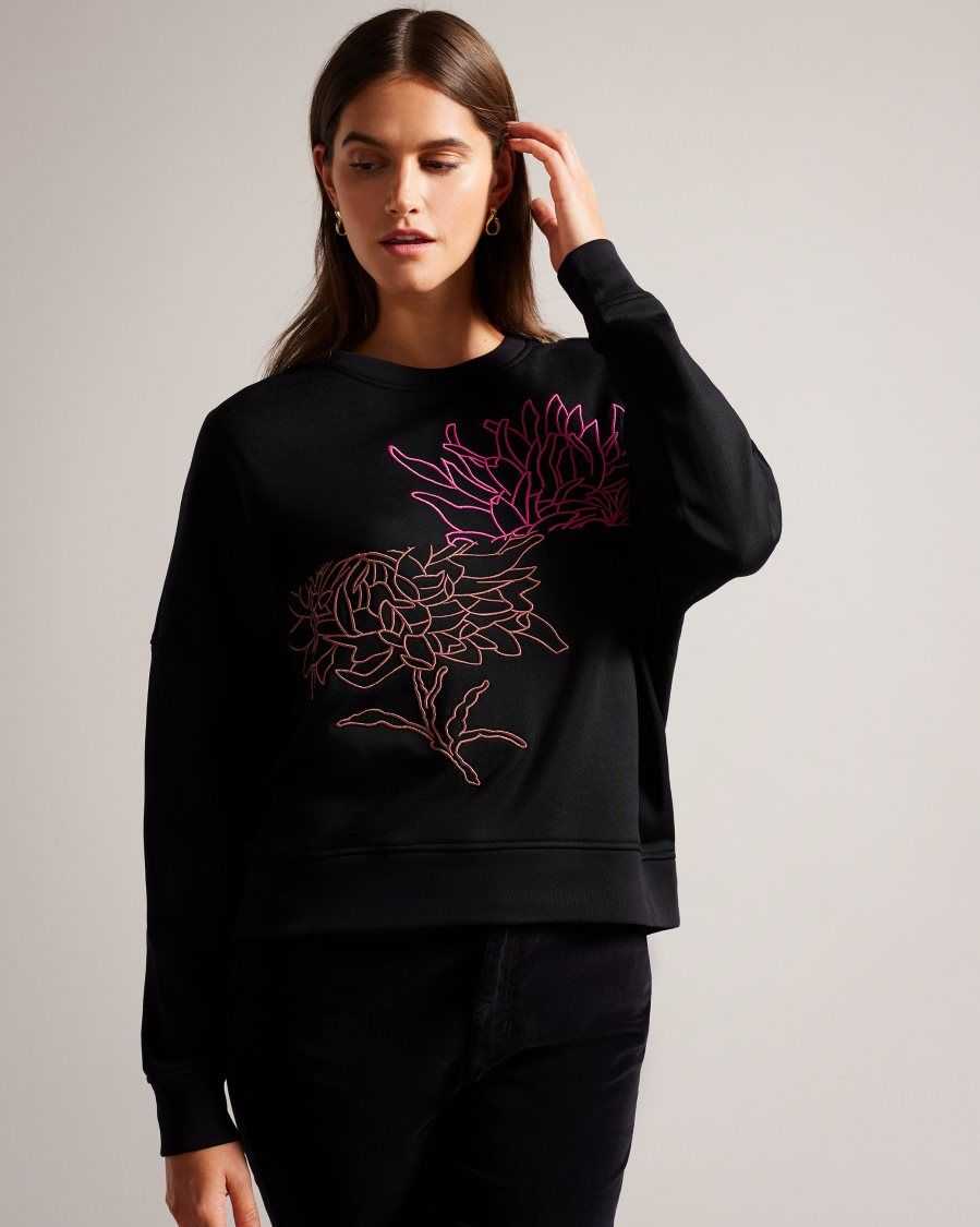 Ted Baker Genno Graphic Sweatshirt Black | 09712-QRDC