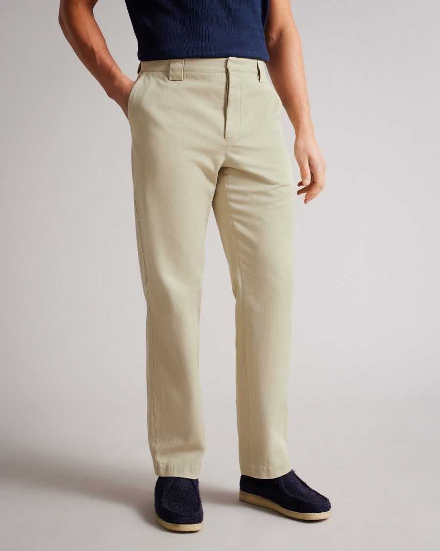 Ted Baker Gerlan Leyden Straight Fit Textured Trousers Ecru | 25413-EIUV