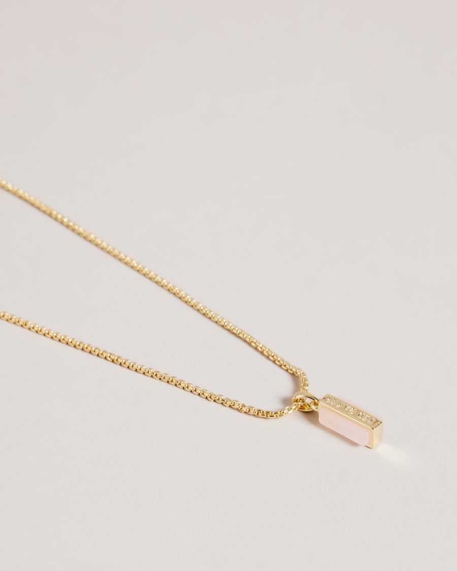 Ted Baker Gianni Gem Bar Pendant Necklace Pale Pink | 79863-THOA