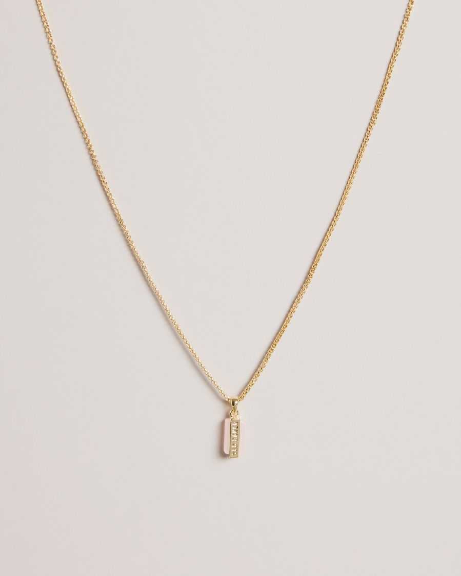 Ted Baker Gianni Gem Bar Pendant Necklace Pale Pink | 79863-THOA